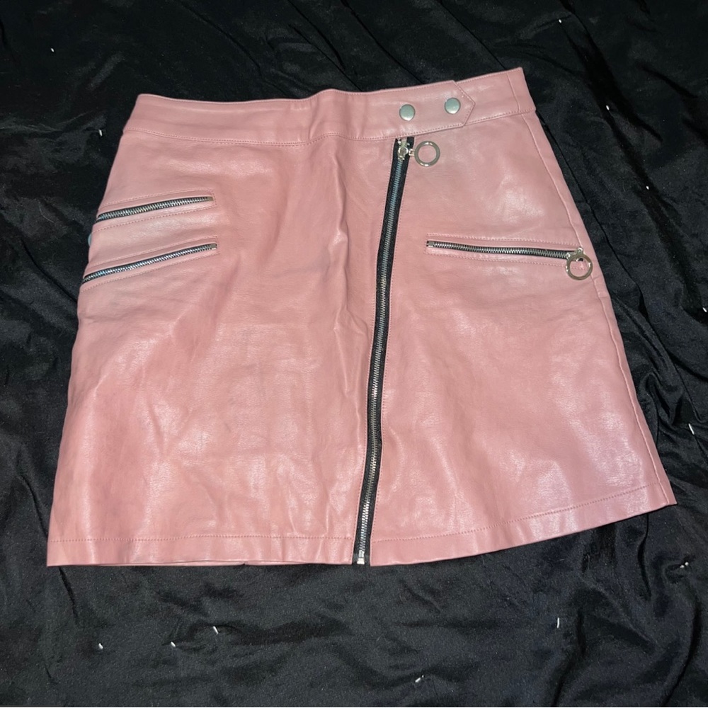 Blush Pink Vegan Leather Mini Skirt